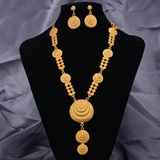 24K Gold Color Jewelry Set – Necklace and Earrings for Women