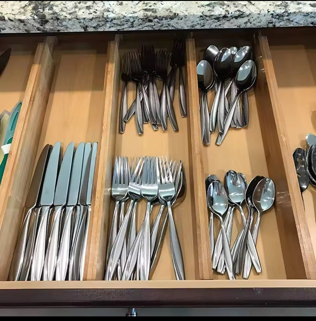 4-Piece Adjustable Bamboo Drawer Organizer Set