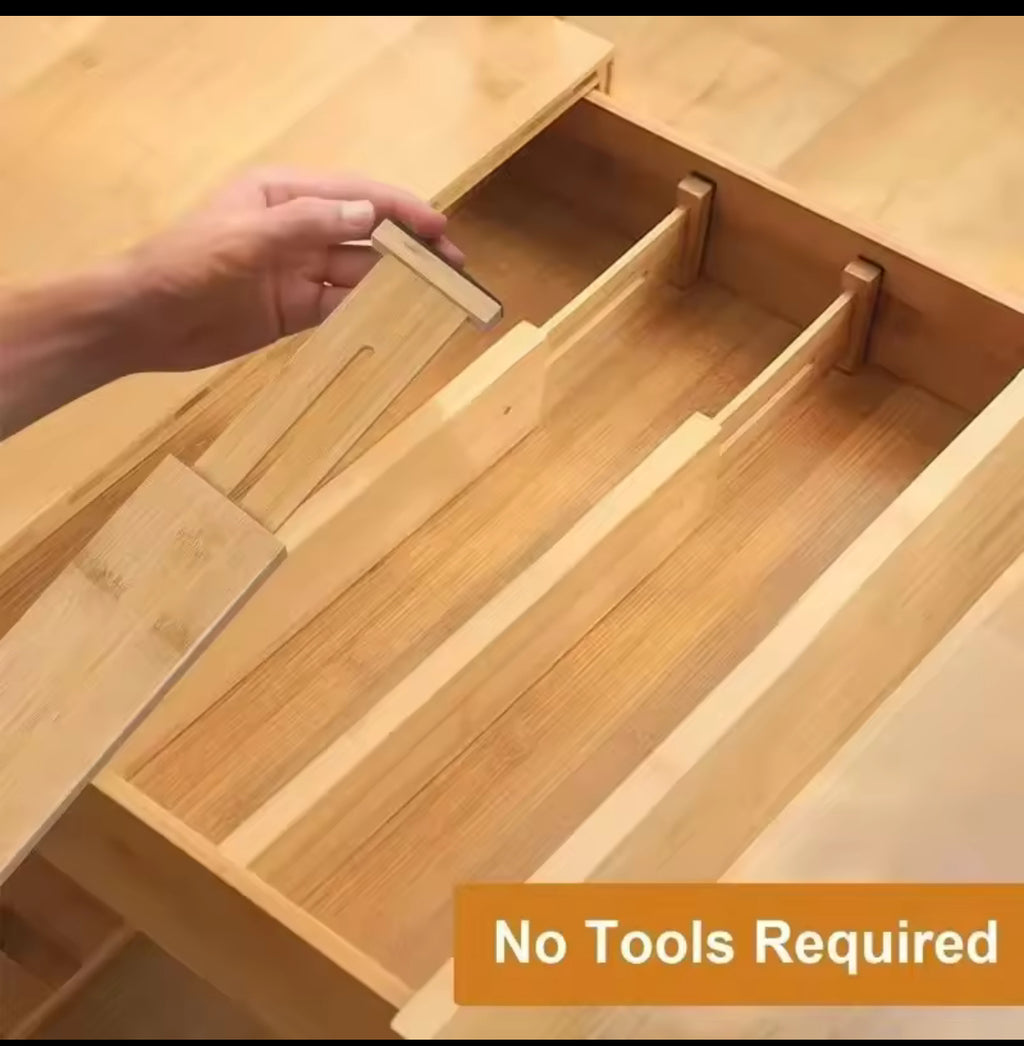 4-Piece Adjustable Bamboo Drawer Organizer Set