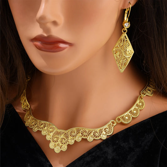Elegant Wedding Jewelry Necklace Earrings Set