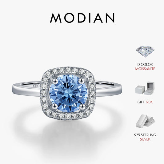 Blue Moissanite Engagement Ring Women