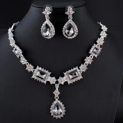 Bridal Necklace Drop Earrings Jewelry Set