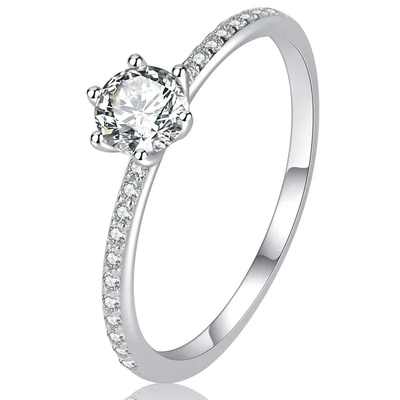 Classic Zircon Engagement Ring Women