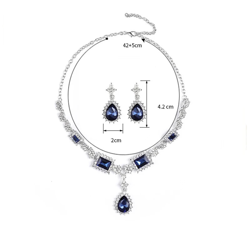 Bridal Necklace Drop Earrings Jewelry Set