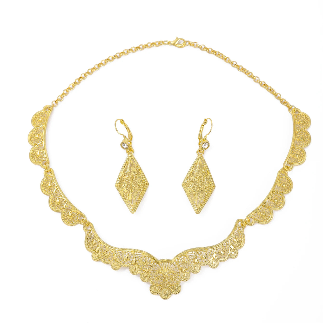 Elegant Wedding Jewelry Necklace Earrings Set