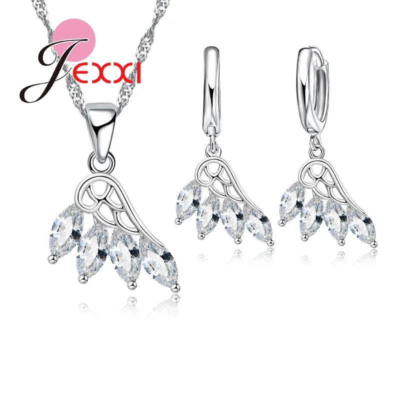Sterling Silver Necklace Earrings Jewelry Set