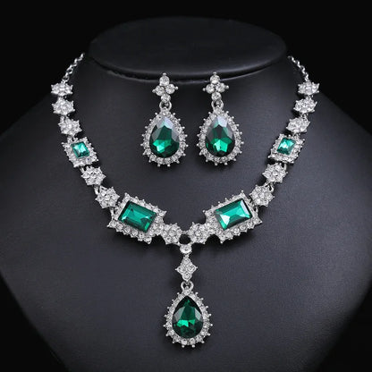 Bridal Necklace Drop Earrings Jewelry Set