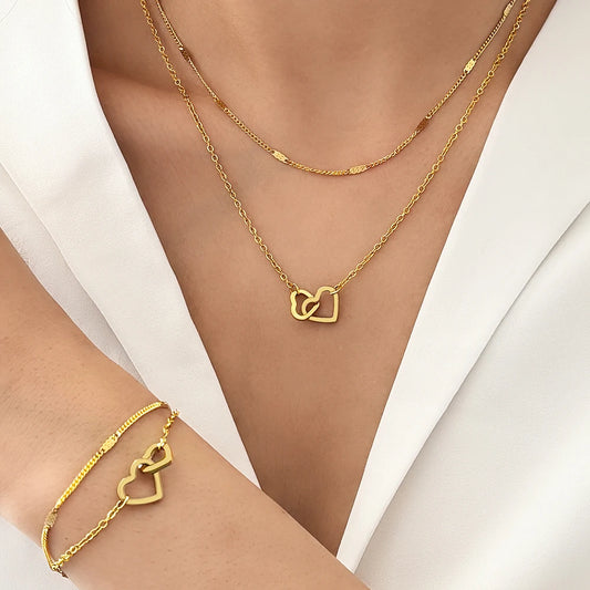 Elegant Double Chain Love Jewelry Set