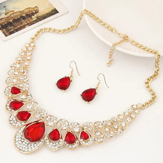 Crystal Rhinestone Gold Silver Jewelry Set