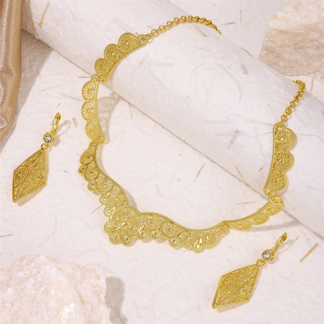 Elegant Wedding Jewelry Necklace Earrings Set