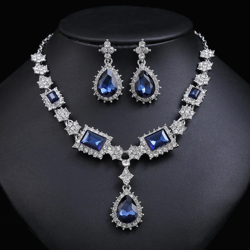 Bridal Necklace Drop Earrings Jewelry Set