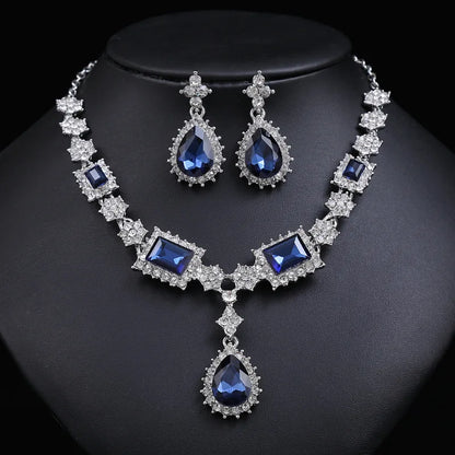 Bridal Necklace Drop Earrings Jewelry Set