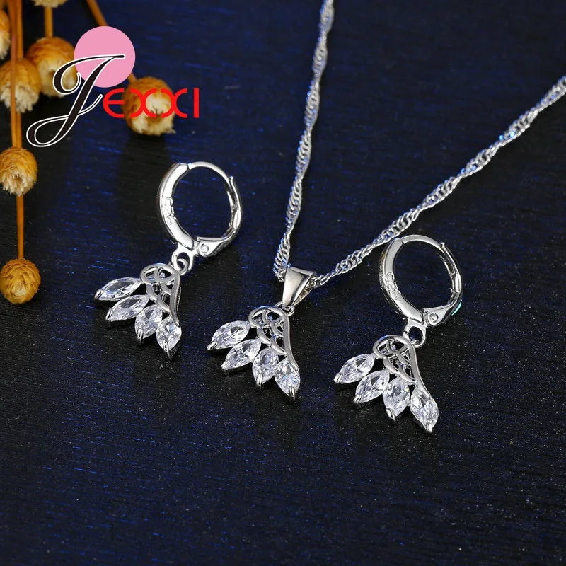 Sterling Silver Necklace Earrings Jewelry Set