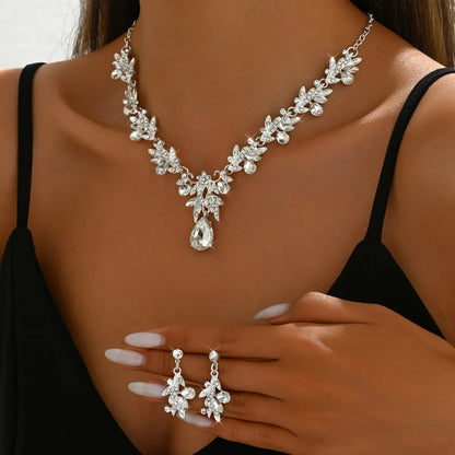 Crystal Necklace Earrings Bridal Jewelry Set