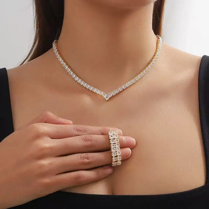 3-Piece Bridal Jewelry Set – Necklace, Earrings, and Ring