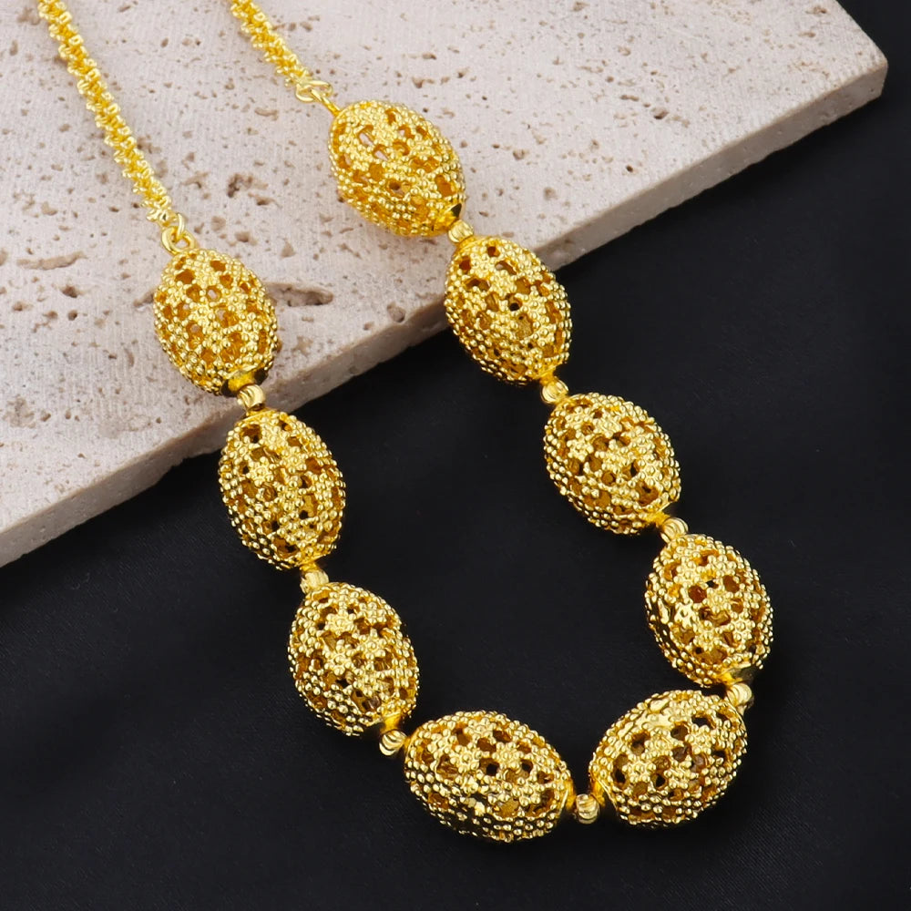 Golden Necklace Earrings Ring Jewelry Set